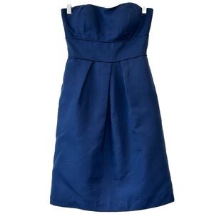 Jenny Yoo Women’s‎ Marisa Blue Shantung Silk Strapless Dress  Sz 6